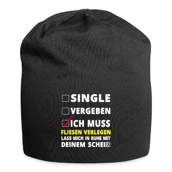 Fliesenleger Spruch Geschenk - Jersey-Beanie - Schwarz - Vorne