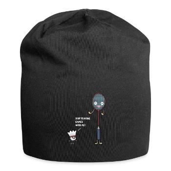 Badminton Schäger vs Ball Stop playing Games! - Jersey Beanie - black - Front