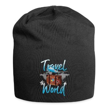 Carte du monde de voyage - Bonnet en jersey - noir - Devant