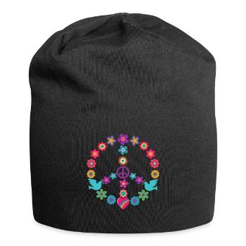 Flower Power Peacezeichen Hippie Friedensbewegung - Jersey-Beanie - Schwarz - Vorne
