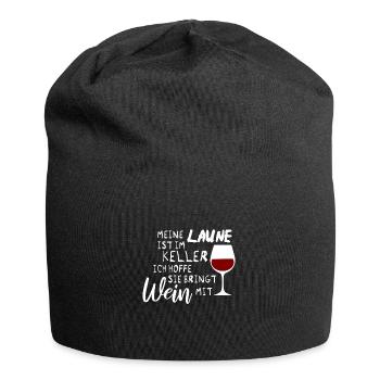 Wein Laune Lustiger Spruch - Jersey-Beanie - Schwarz - Vorne