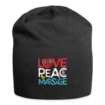 Love Peace & Massage wunderschöner Slogan - Jersey-Beanie - Schwarz - Vorne
