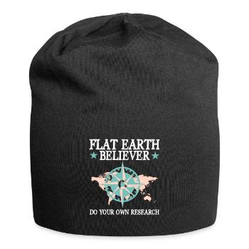 Flat Earth Flache Erde - Jersey-Beanie - Schwarz - Vorne
