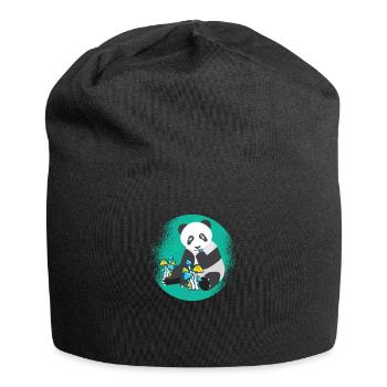 Psytrance Mushroom Psychedelic Techno Music Shirt - Jersey Beanie - black - Front