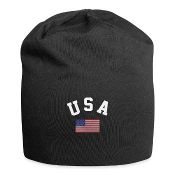 Patriotisches USA-Flaggen-T-Shirt für Juli 4. oder - Jersey-Beanie - Schwarz - Vorne