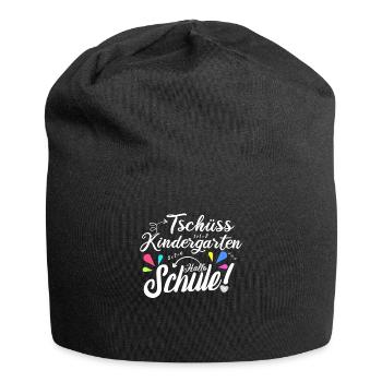 Tschüss Kindergarten - Hallo Schule Spruch - Jersey-Beanie - Schwarz - Vorne