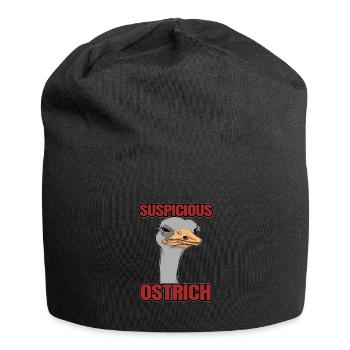 Humorous snapshot with ostrich bird - Jersey Beanie - black - Front