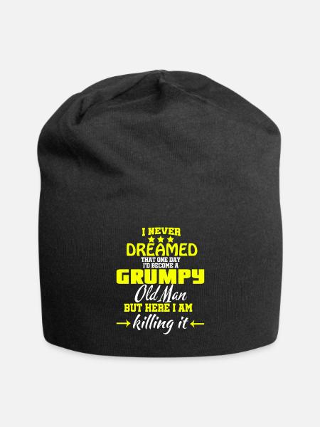 I'd Become A Grumpy Old Man T Shirt, Grumpy T - Jersey Beanie - black
