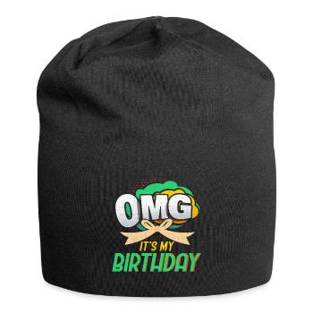 OMG it's my Birthday comic style graphic halftone - Jersey Beanie - black - Front