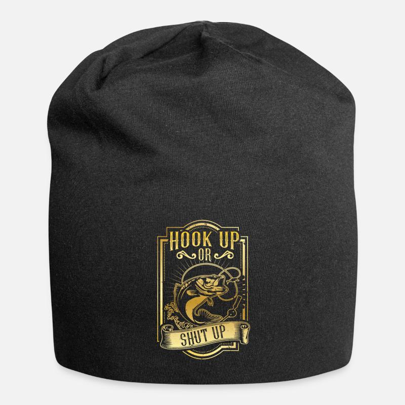 HOOK UP! | Fischen - Jersey-Beanie - Schwarz