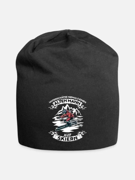 Unterschätze niemals einen alten Mann auf Skieren - Jersey-Beanie - Schwarz