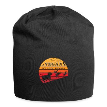 Vegan Vintage Sun | Nice retro for vegans - Jersey Beanie - black - Front