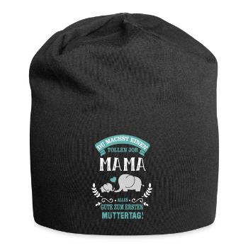 Muttertag Elefant - Jersey-Beanie - Schwarz - Vorne