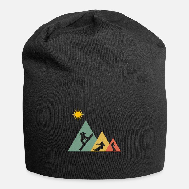 Snowboarding Snowboarding Snowboarder Mountains - Jersey Beanie - black