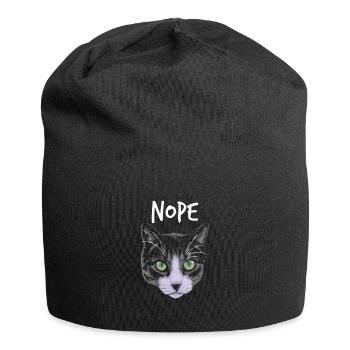 Chat drôle - Bonnet en jersey - noir - Devant