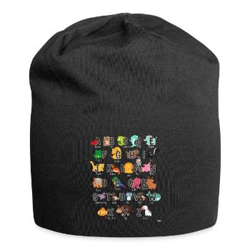 Alphabet animals school enrollment teacher - Jersey Beanie - black - Front