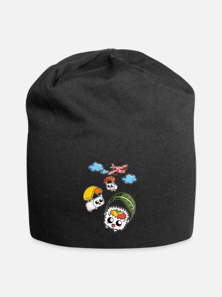Kawaii Japan Shirt Parachute Sushi - Bonnet en jersey - noir