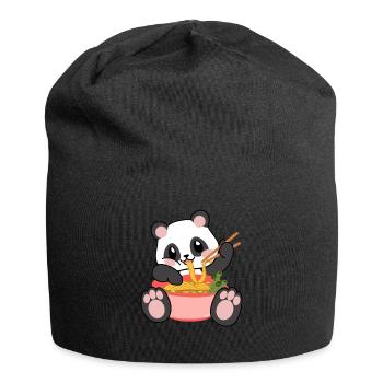 Noodle soup Panda eats ramen - Jersey Beanie - black - Front