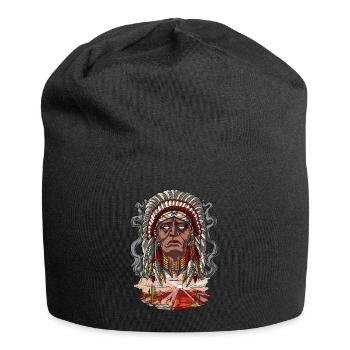 Indianischer Häuptling Kopfschmuck - Jersey-Beanie - Schwarz - Vorne