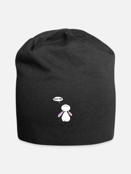 Hase Häschen Hasi Kaninchen Comic Hug Me - Jersey-Beanie - Schwarz