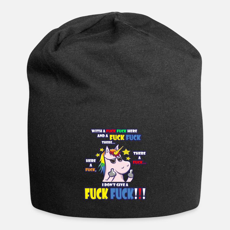 Freches Einhorn mit provokantem Statement - Jersey-Beanie - Schwarz