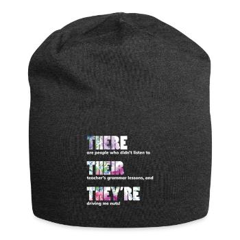 There Their They're T shirt Deutsch Grammar Funny - Jersey Beanie - charcoal grey - Front