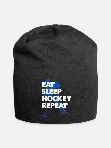 Eat Sleep Hockey Repeat - Jersey Beanie - black