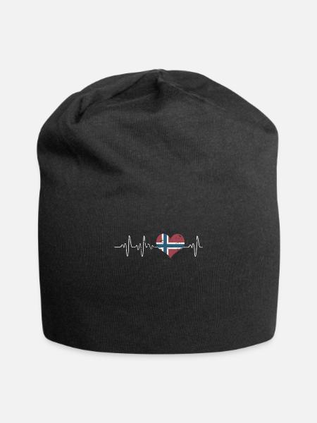 Norwegen Puls Herz - Jersey-Beanie - Schwarz
