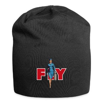 Flight Attendant Stewardess Heroine of the Skies - Jersey Beanie - black - Front
