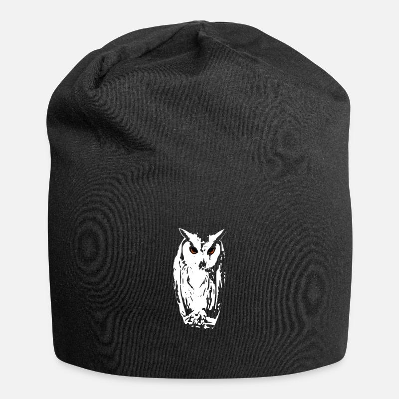 Owl Owl Owl Night Moonlight - Jersey Beanie - black