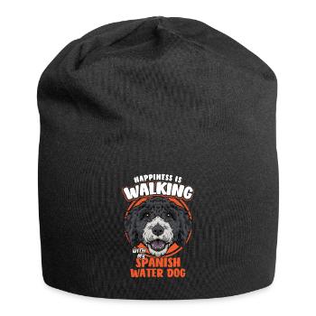 Spanish Water Dog Happiness Is Walking - Jersey-Beanie - Schwarz - Vorne