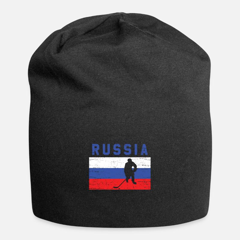 Hockey Russie - Bonnet en jersey - noir