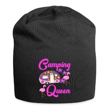 Camping Queen Flamingo Caravan Camper Gift - Bonnet en jersey - noir - Devant