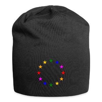 EU stars in rainbow colours - Jersey Beanie - black - Front