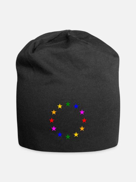 EU Sterne in Regenbogenfarben - Jersey-Beanie - Schwarz
