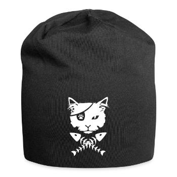 Pirat Katze - Jersey-Beanie - Schwarz - Vorne