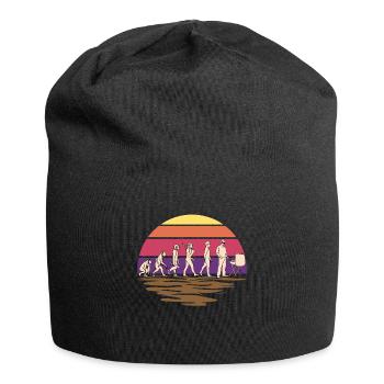 Evolution Grillmeister Grill Geschenk für Grillen - Jersey-Beanie - Schwarz - Vorne