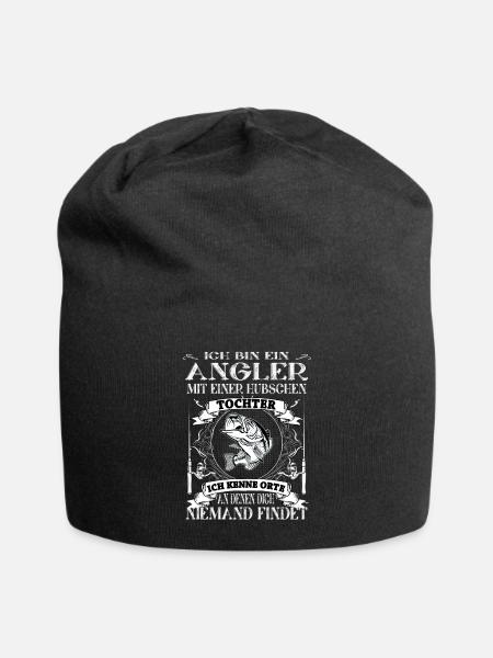 Angeln Fischen Vater Tochter - Jersey-Beanie - Schwarz