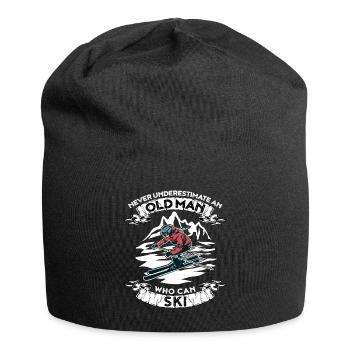 Never underestimate an old man on skis - Jersey Beanie - black - Front