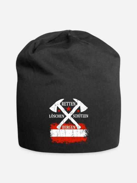 Feuerwehr Löschen Retten Bergen Schützen Geschenk - Jersey-Beanie - Schwarz