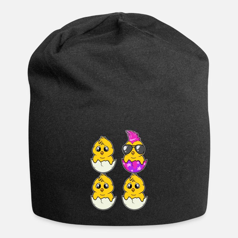Poulet Punk Poulet Poulet Punker Bébé Individuel - Bonnet en jersey - noir