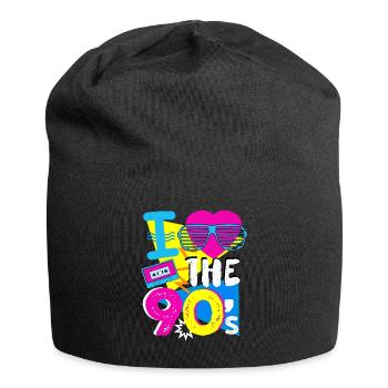 J'adore les années 90 - cadeau de musique rétro des années 90 - Bonnet en jersey - noir - Devant