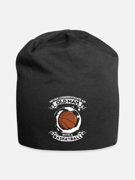 Never underestimate an old man with basketball - Jersey Beanie - black