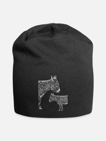 Zwei kleine Esel mit Wuschelfell Langohren - Jersey-Beanie - Schwarz