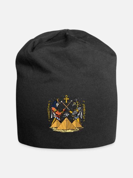 Dieux égyptiens Anubis Horus Ancient Pyramids Ankh - Bonnet en jersey - noir