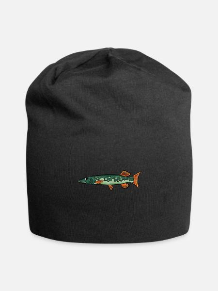 Fishing angler pike fish - Jersey Beanie - black