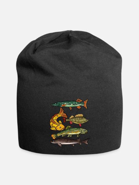 Angeln Angler Hecht Forelle Karpfen - Jersey-Beanie - Schwarz