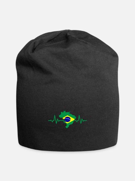 Brazil heart pulse - Jersey Beanie - black