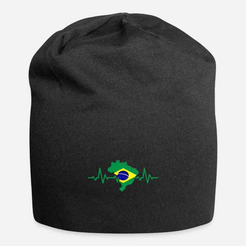 Brazil heart pulse - Jersey Beanie - black
