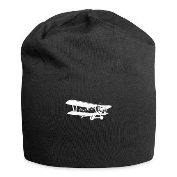 Airplane Propeller Biplane T-Shirt - Jersey Beanie - black - Front